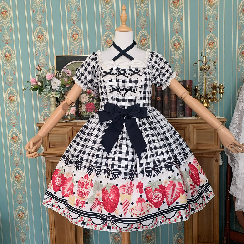 Gingham Strawberry - Plus Size Country Lolita OP Dress - image 13