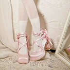 Glass Floral House - Elegant Lolita Shoes, Transparent Heels with 3D Floral - image 11