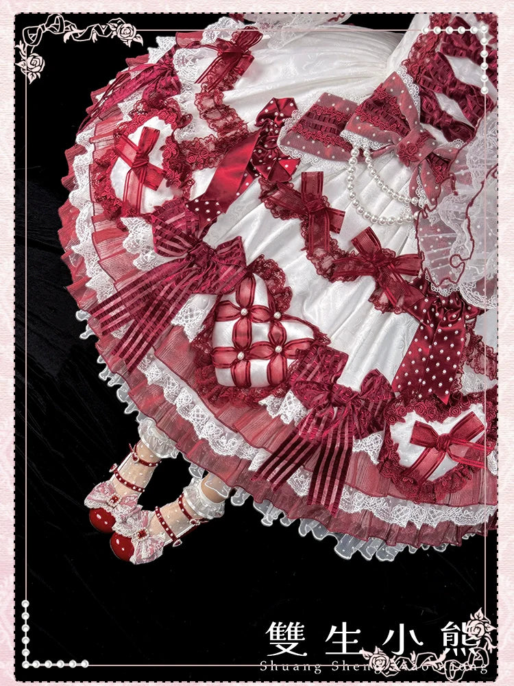 Heart of Love - Sweet Lolita Wedding JSK, Bow Details - image 18