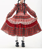 Vintage Lolita OP Dress Red Lolita Plaid Dress for Spring Summer - image 11