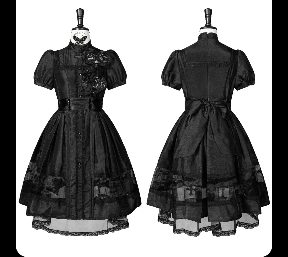 Ghost Orchid - Gothic Lolita OP Dress, Embroidered Cross - image 42