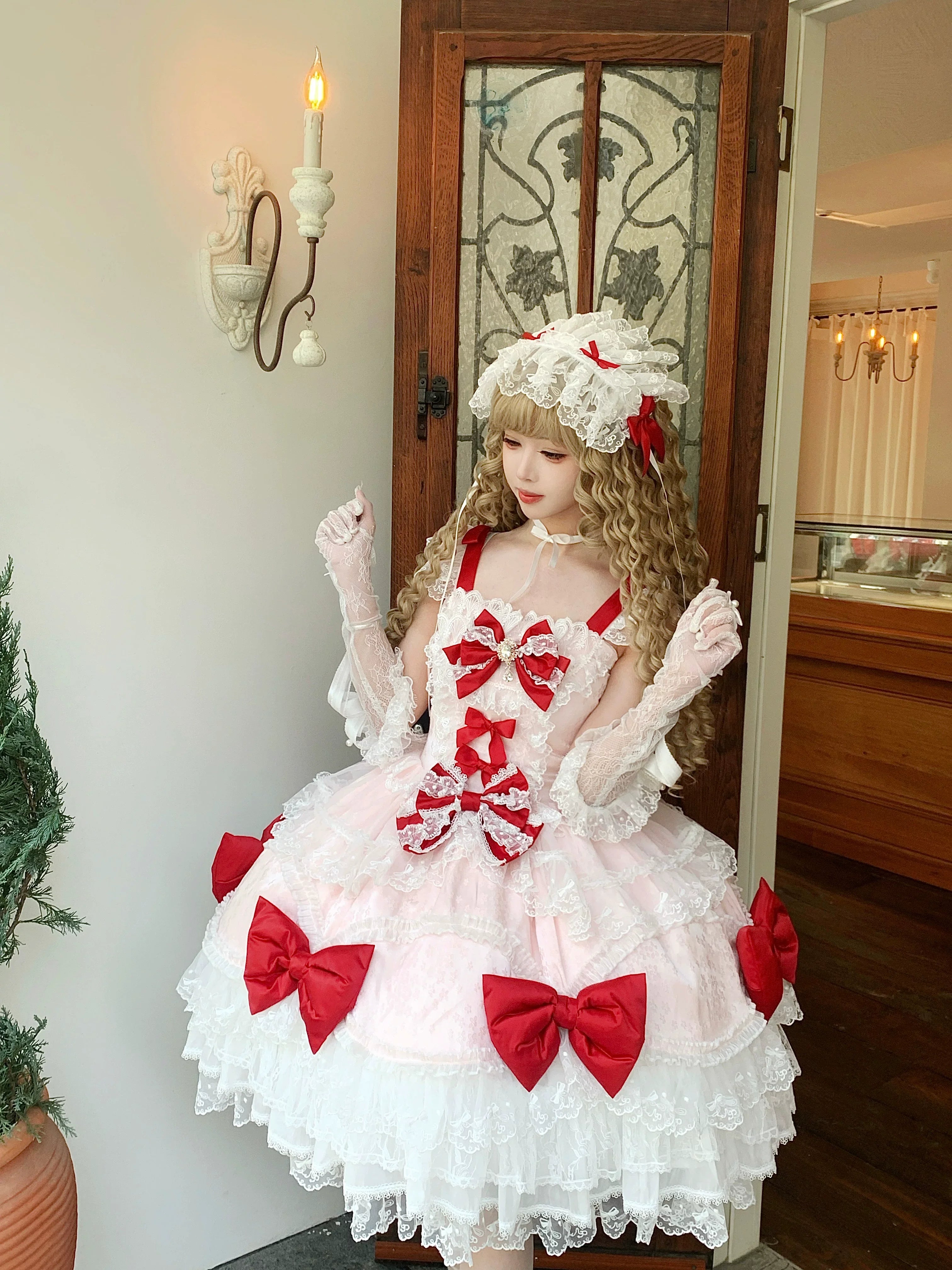 Floral Dream Isle - Sweet Lolita Doll-like JSK Dress, Bows & Lace - image 26