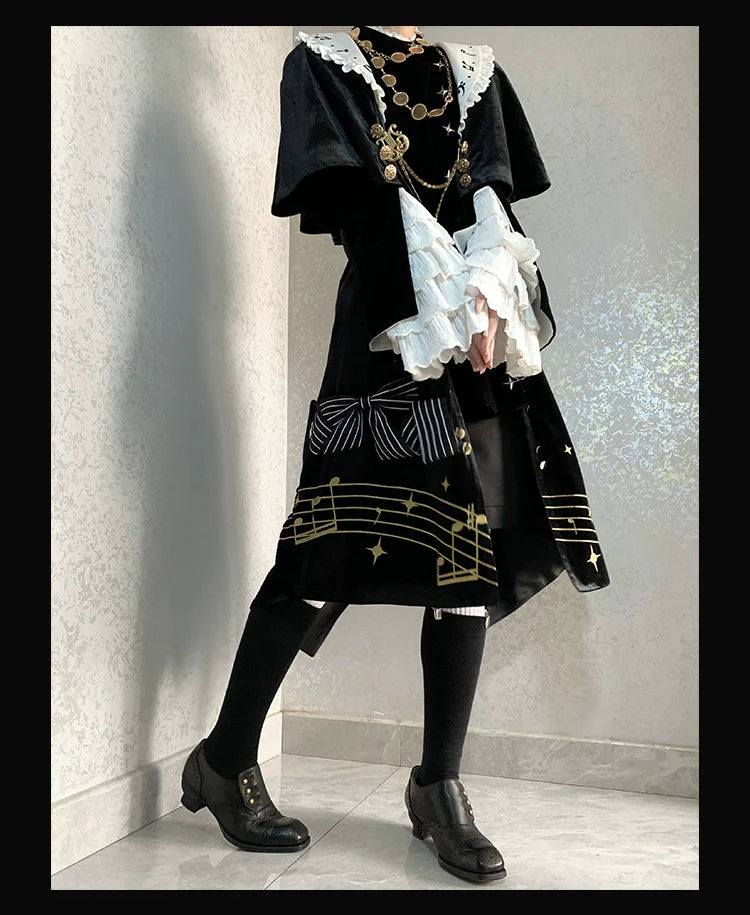 Black and White Sonata - Ouji Lolita Vest Suit and Vintage Lolita OP Dress - image 15