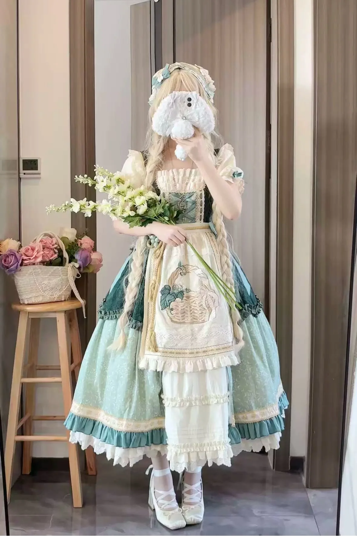 Green Grape Garden Classic Lolita Regular and Long OP Dress Series and Accessories - image 8