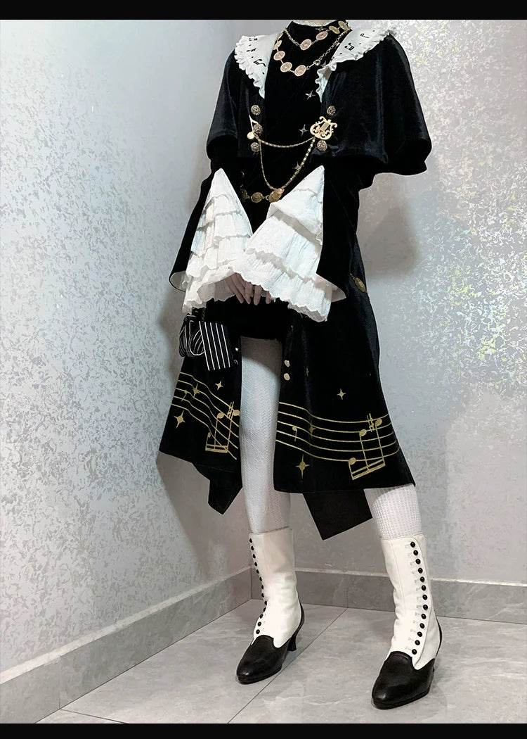 Black and White Sonata - Ouji Lolita Vest Suit and Vintage Lolita OP Dress - image 18