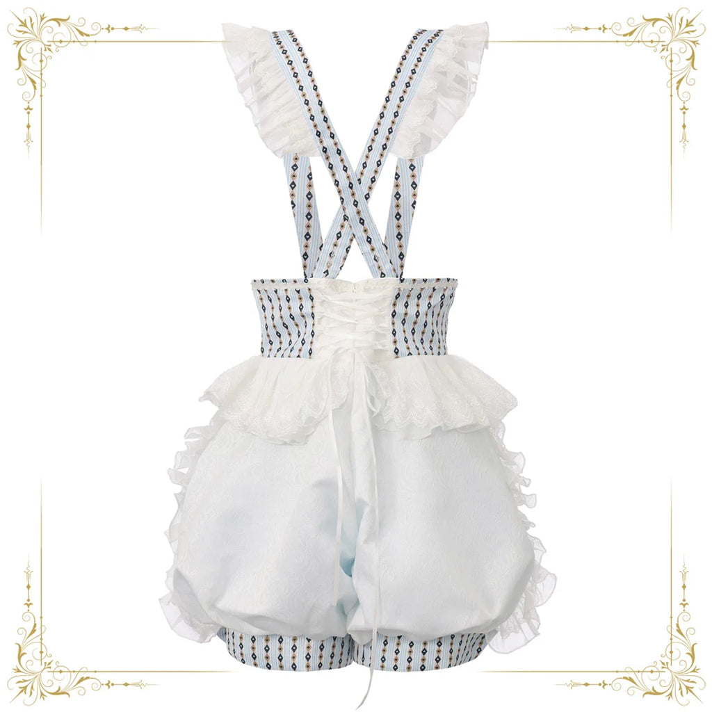 Immortal Bunny's Invitation - High-Waist Ouji Lolita Lantern Shorts, Detachable Straps - image 6