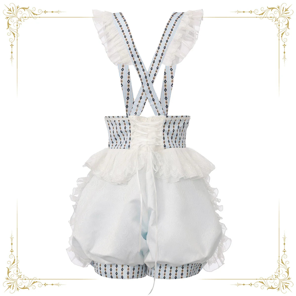 Immortal Bunny's Invitation - High-Waist Ouji Lolita Lantern Shorts, Detachable Straps - image 6