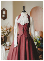 Classic Lolita A-Line Skirt, Button-Front Vest and White Blouse - image 35