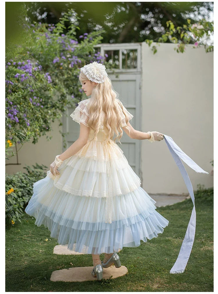 True Vow Embroidered Classic Lolita Dress with Layered Gradient Hem and Accessories - image 12