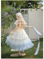 True Vow Embroidered Classic Lolita Dress with Layered Gradient Hem and Accessories - image 12