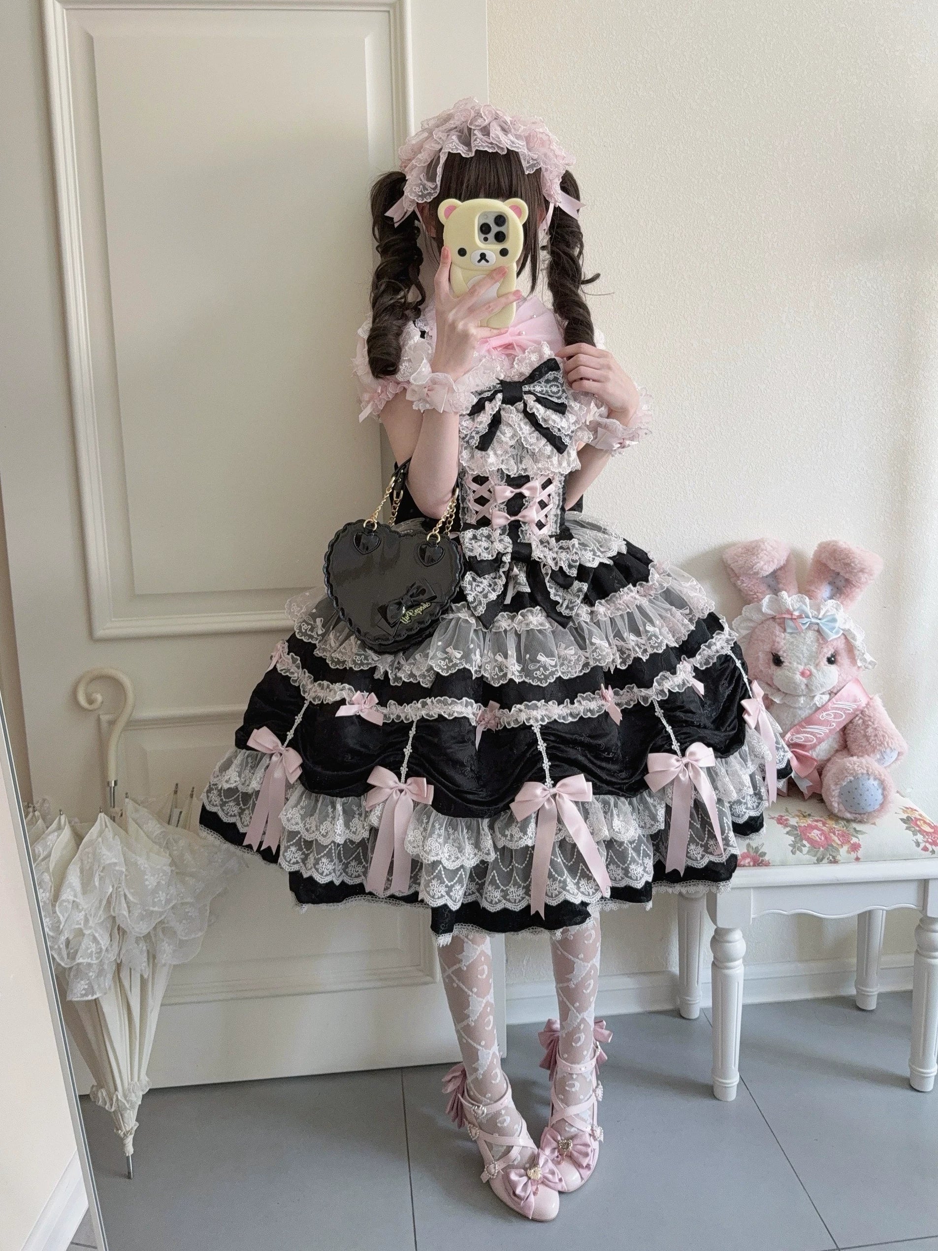 Satin Gift Box - Sweet Lolita JSK Dress, Bows and Layered Lace - image 14