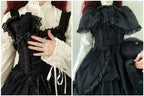 Cotton Gothic Lolita Long JSK, Drawn-up Hem - image 56