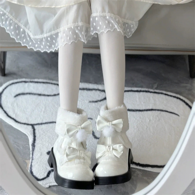 Kawaii Lolita Winter Boots, Bow-Adorned - image 2