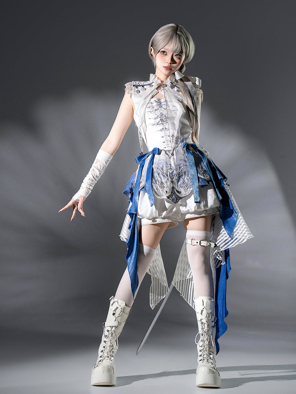 Blue Dragon Bone Ouji Lolita Shorts Suit with Trailing - image 6