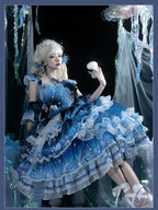 Blue Breath Jellyfish - Classic Lolita JSK Dress, Side Zipper - image 22