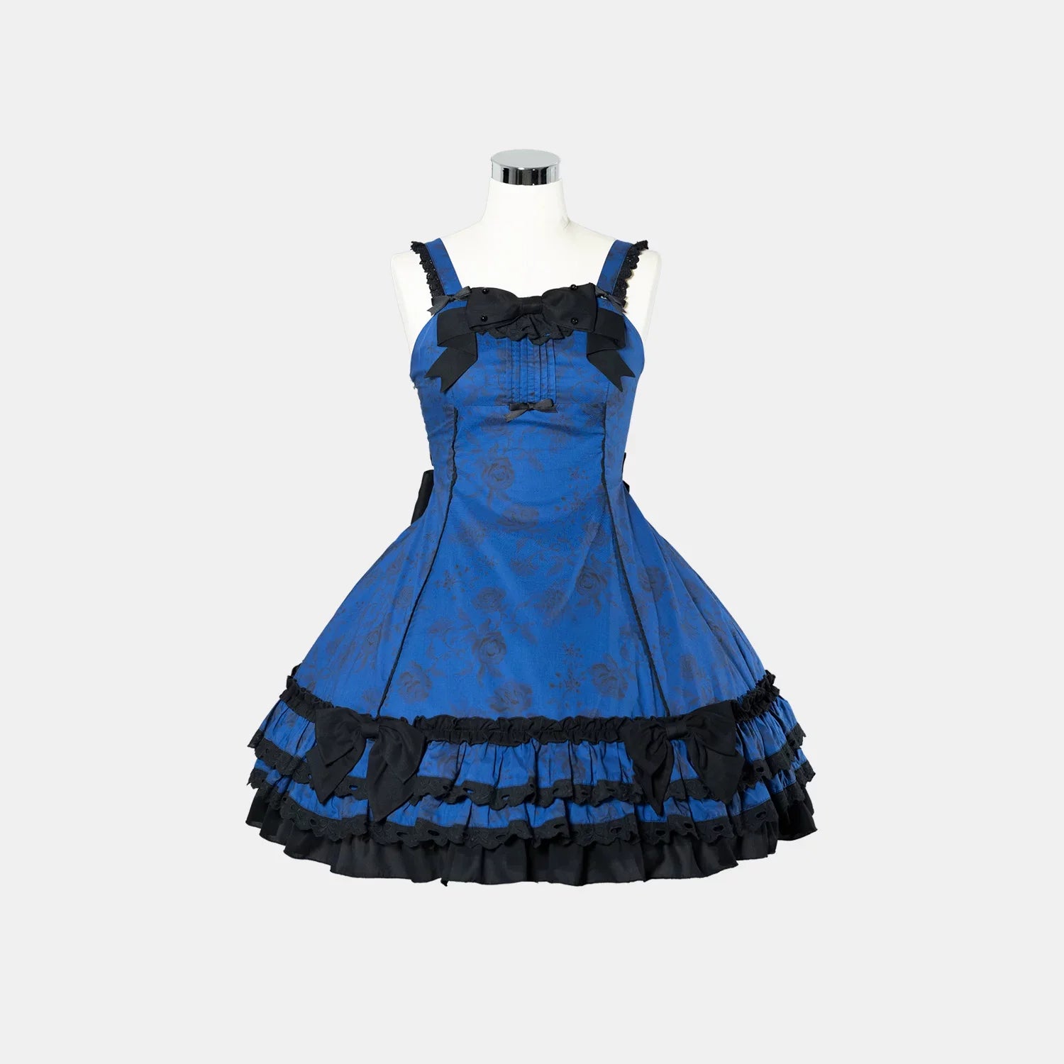 Bliss Bouquet - Cotton Old School Lolita Dress, Rose Print and Layered Hem and Accessories - image 24