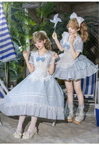 Seven-Day Bell - Blue Classic Lolita Striped OP Dress, Sailor Collar - image 9