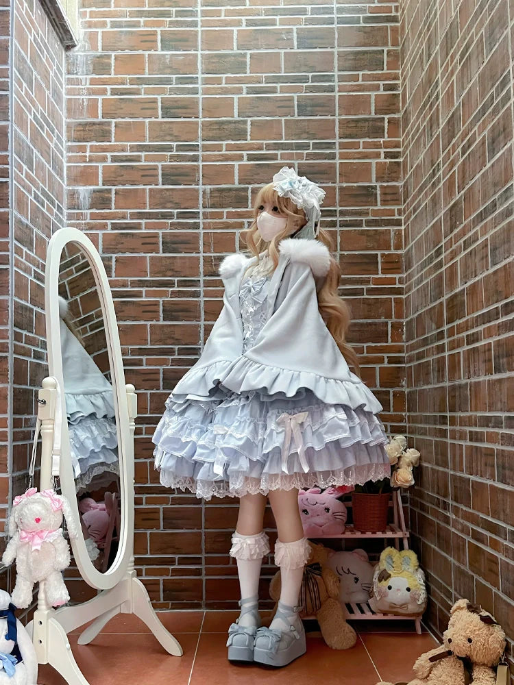 Winter Kawaii Lolita Cape with Bunny Ear Hood - image 8