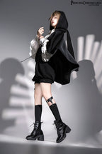 Rabbit Feather - Black Ouji Lolita Vest Shorts Suit Prince Cloak Set - image 17