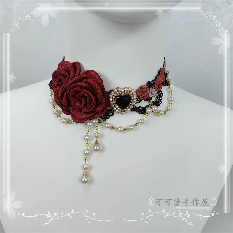 Elegant Lolita Rose Gemstone Pearl Necklace - image 20