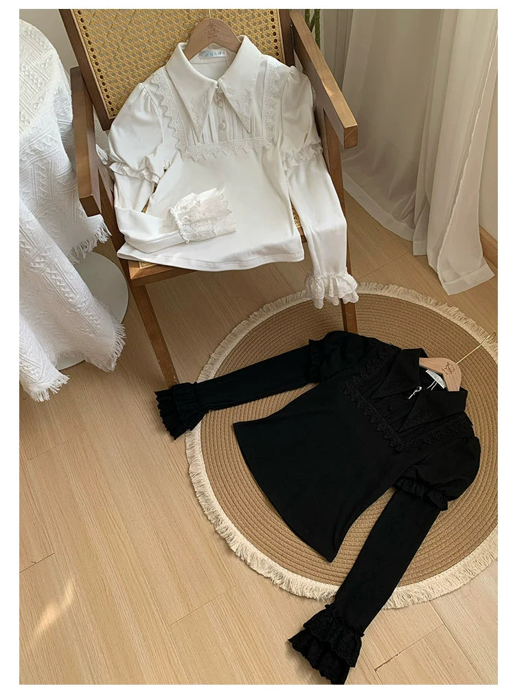 The Vow - Solid Lolita Sweater, Juliet Sleeve, Pointed Collar - image 4