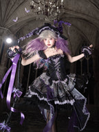 Purple Butterfly on Moonlight Night Gothic Lolita Corset Dress Set - image 2