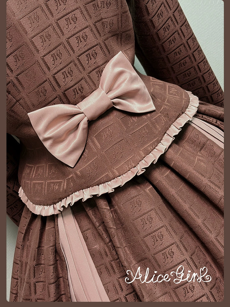 Bear Chocolate Slab - Classic Lolita Pleated JSK & SK Dress, Side Zipper - image 34