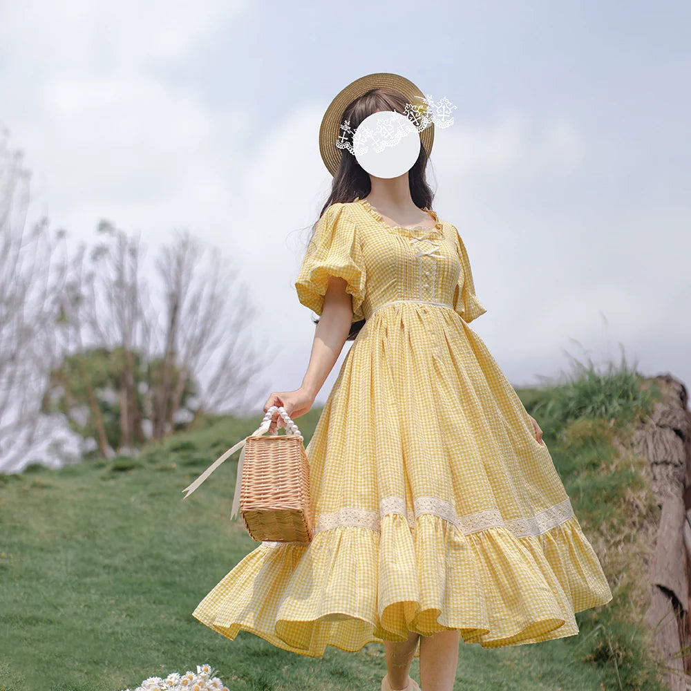 Belle - Yellow Lolita OP Dress Set with Apron - image 6