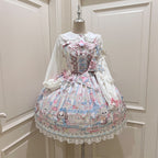 Sweet Tea Party - Kawaii Lolita JSK Puppy Printed Dress with Sash - image 1