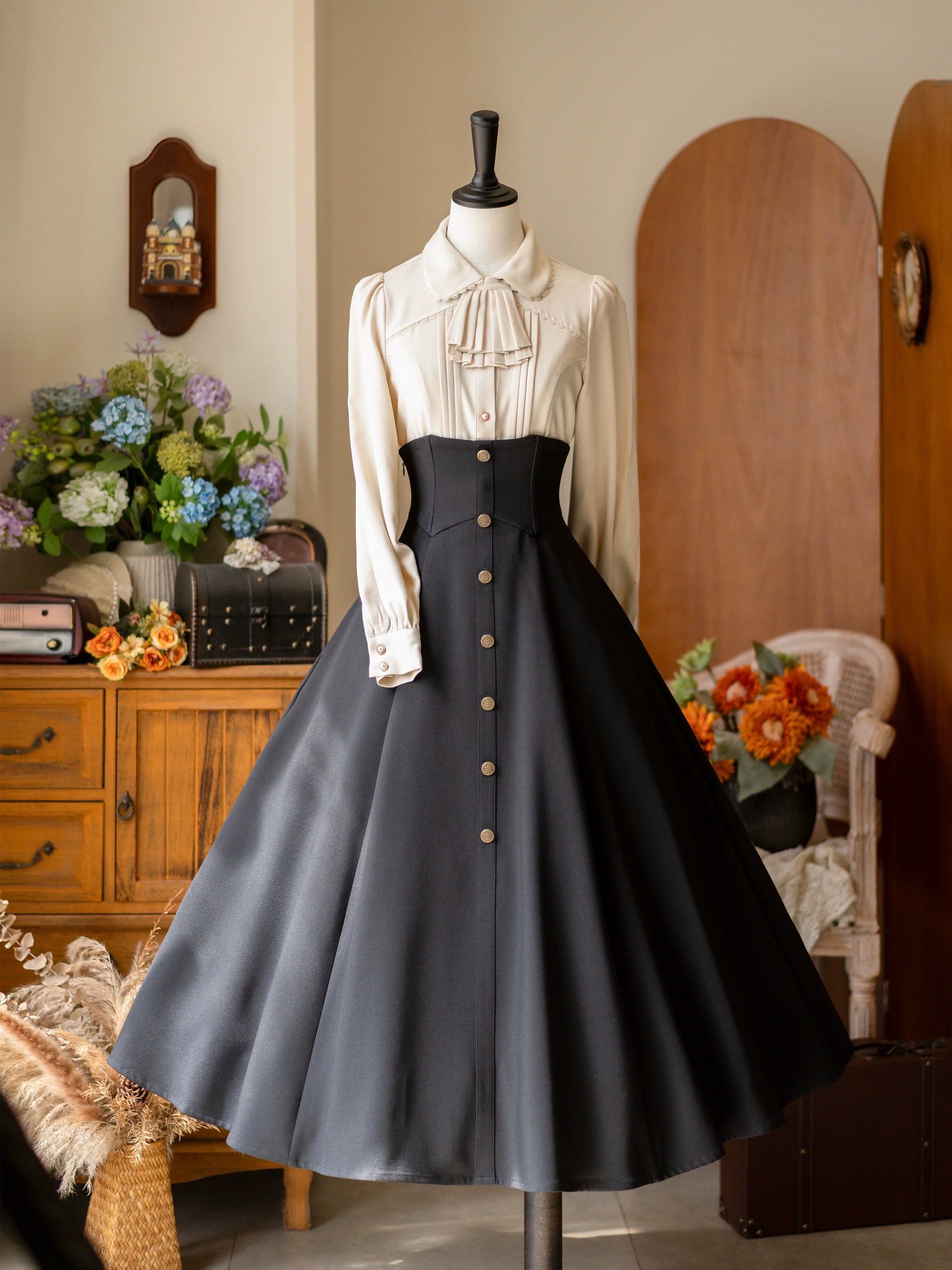 Forest Revelation - Classic Lolita Fishbone Long Skirt, Side Pockets - image 1