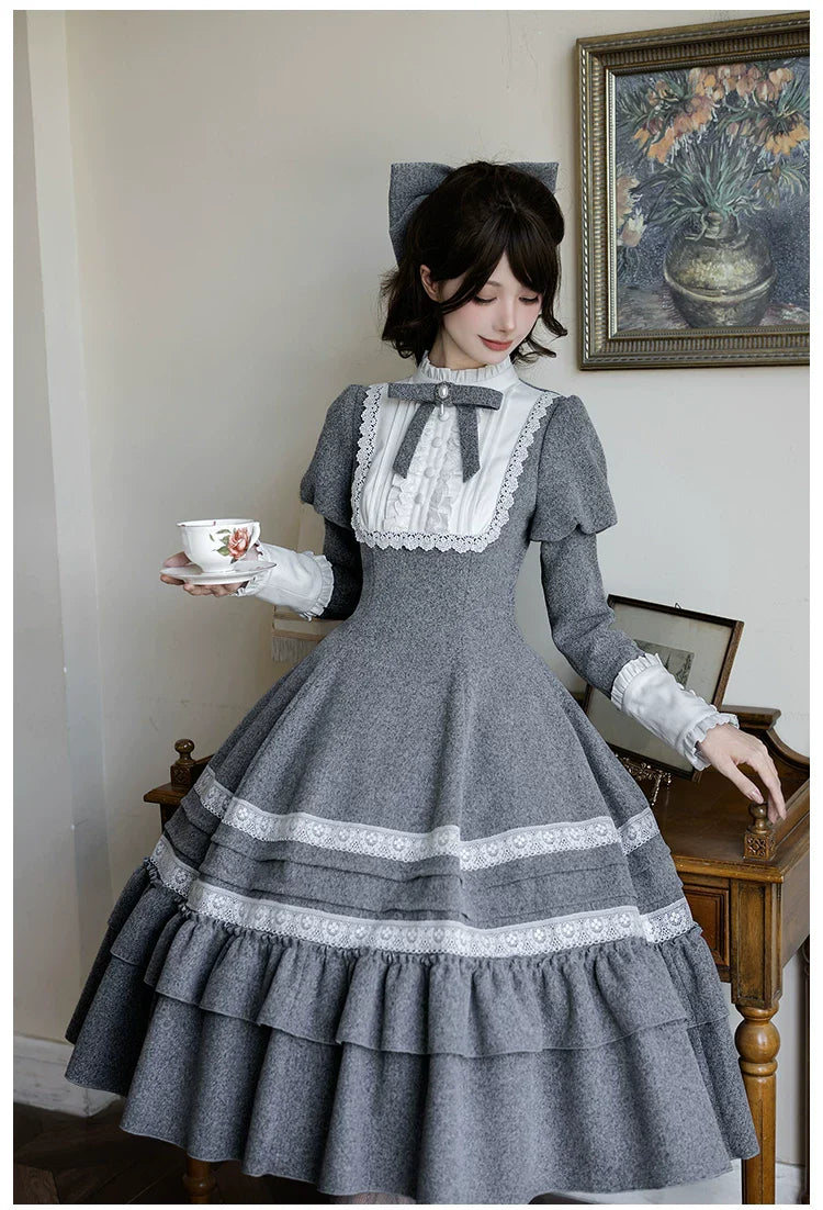 Reminisce - Pile Classic Lolita Dress, Detachable Cape and Accessories - image 17