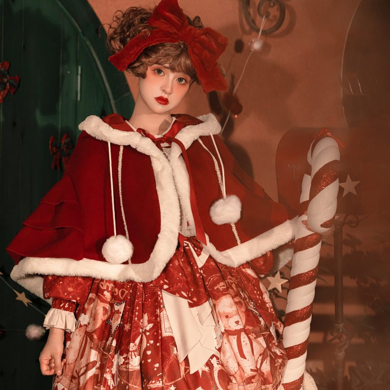 Bear Gift - Sweet Lolita OP Dress and Short Cape - image 1