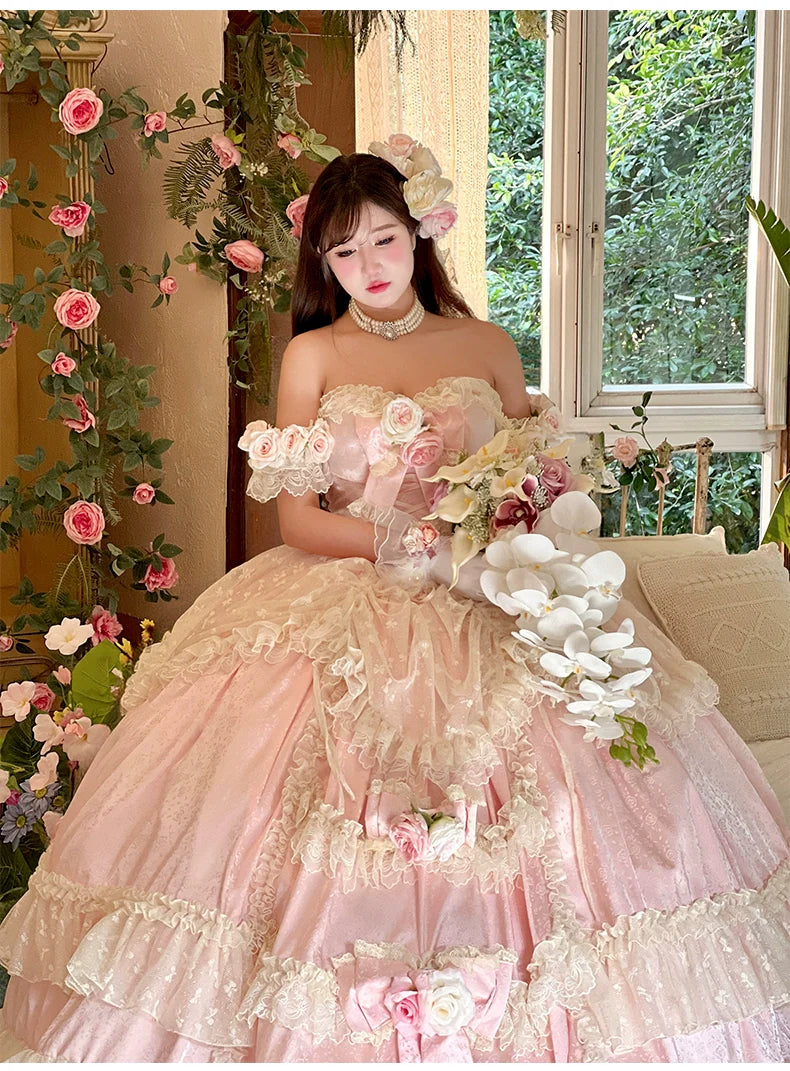 Love and Roses Princess Bridal Lolita Dress with Tiered Rose Skirt - image 14