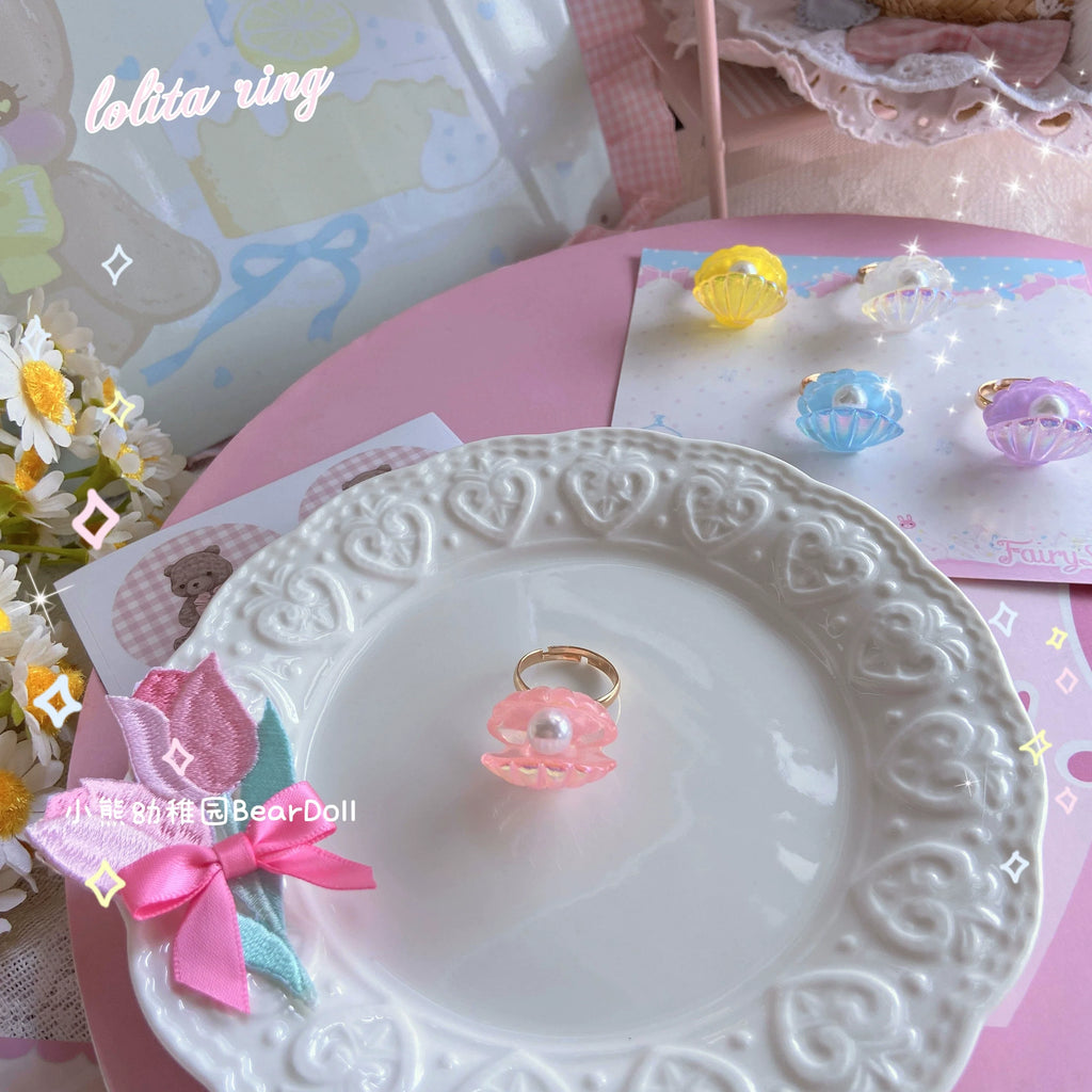 Kawaii Lolita Shell & Heart Adjustable Ring Collection - image 26