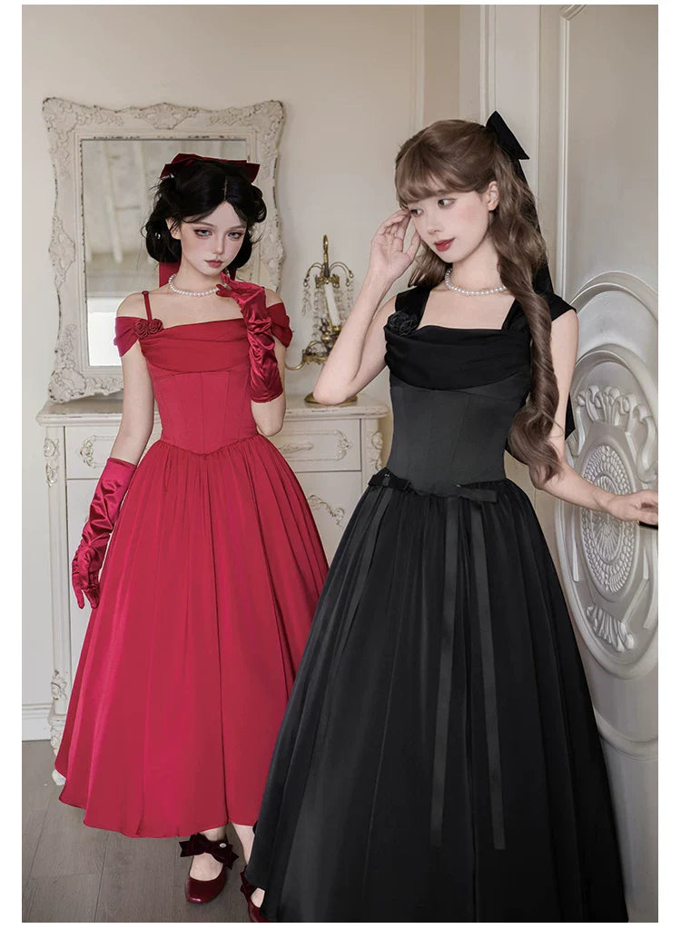 For Beloved - Classic Lolita Satin JSK Dress Set, Fishbone Waist - image 21