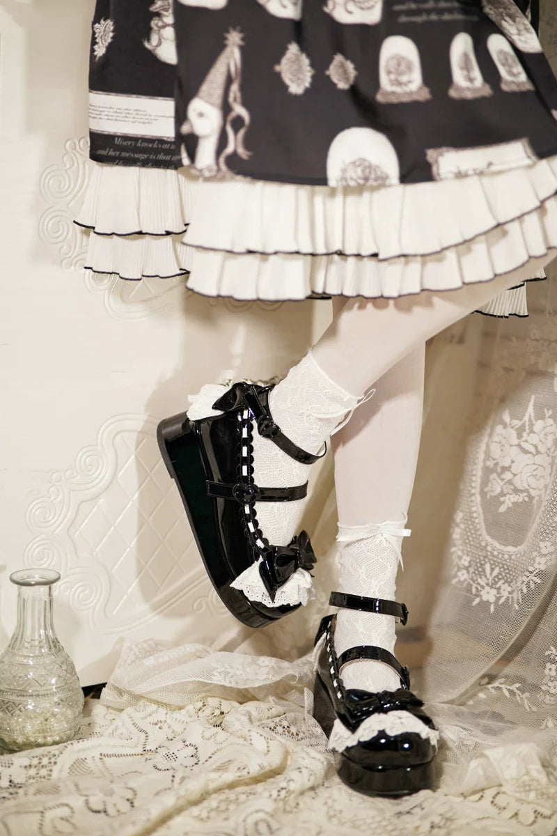 Milky Puff - Sweet Lolita Heels Shoes, Round Toe With Petite Wedge - image 44