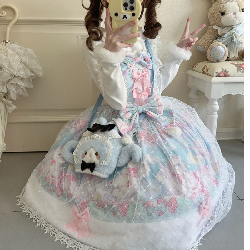 Candy Mary Cat - Fluffy Sweet Lolita JSK Dress, Kitten Print - image 18