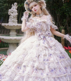 Rose Letter - Gorgeous Lolita JSK Princess Dress Chiffon Floral Printed Blue Dress - image 2