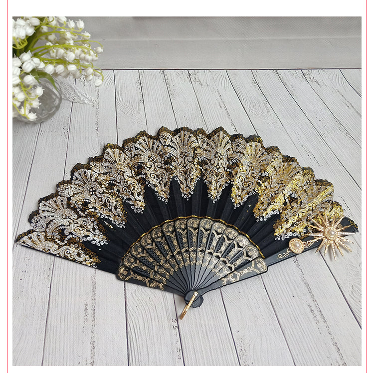 Gothic Lolita Lace Folding Fan with Rose and Sun Options - image 10