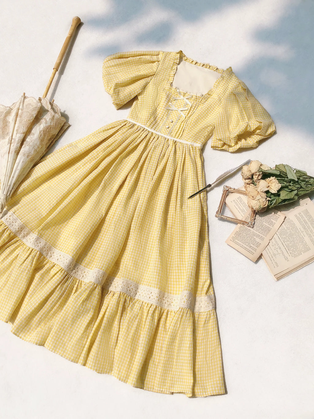 Belle - Yellow Lolita OP Dress Set with Apron - image 21