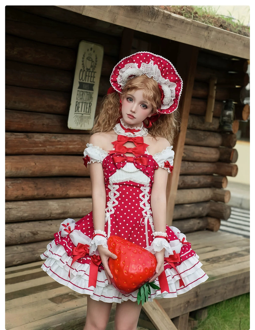 Old School Lolita Halter Neck OP Dress, Polka Dot Accent - image 17