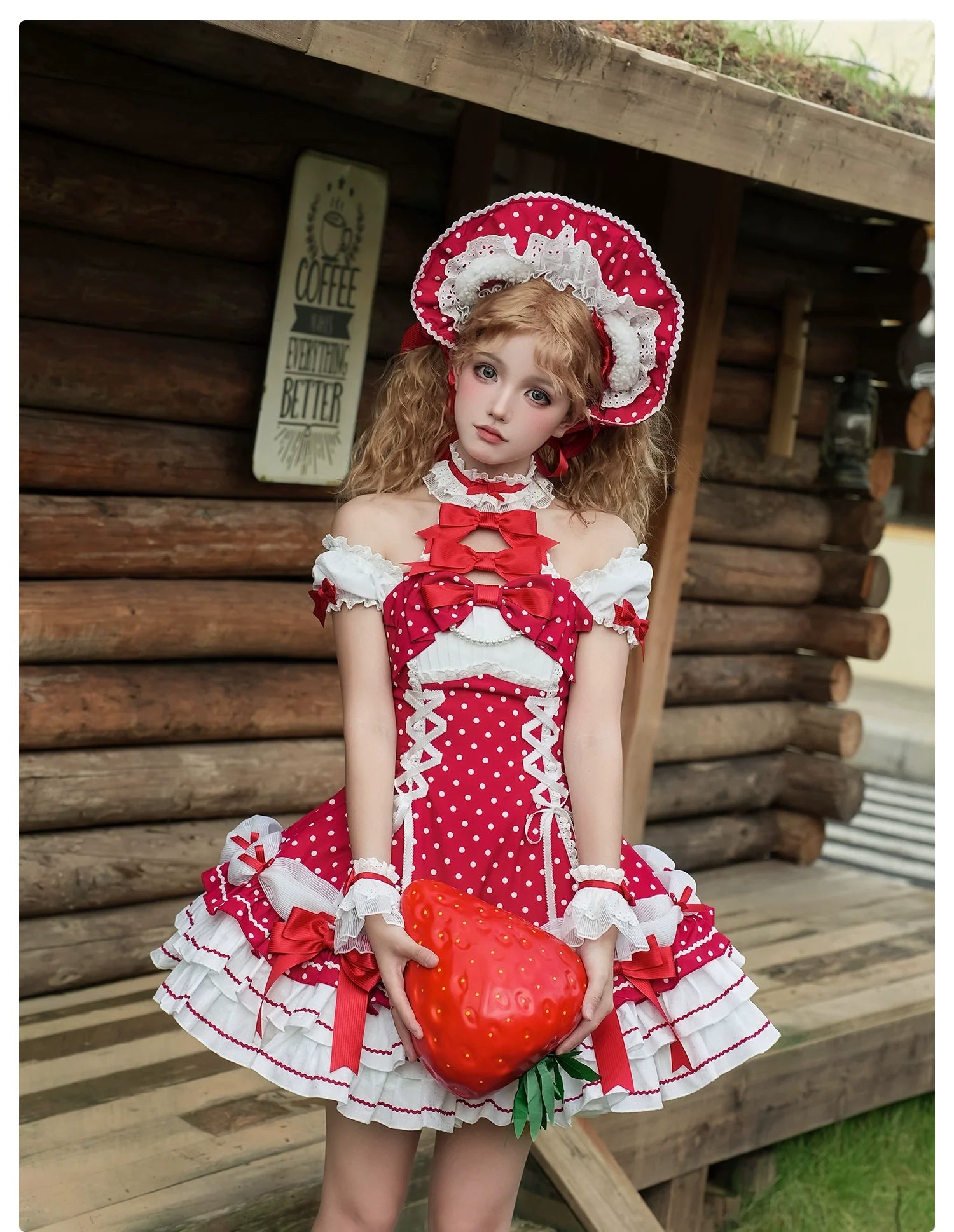 Old School Lolita Halter Neck OP Dress, Polka Dot Accent - image 17