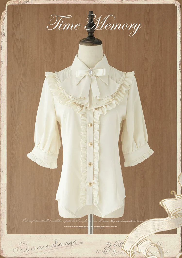 Earl Girl - Chiffon Classic Lolita Shirt, Mid-Length Mutton Sleeves - image 2