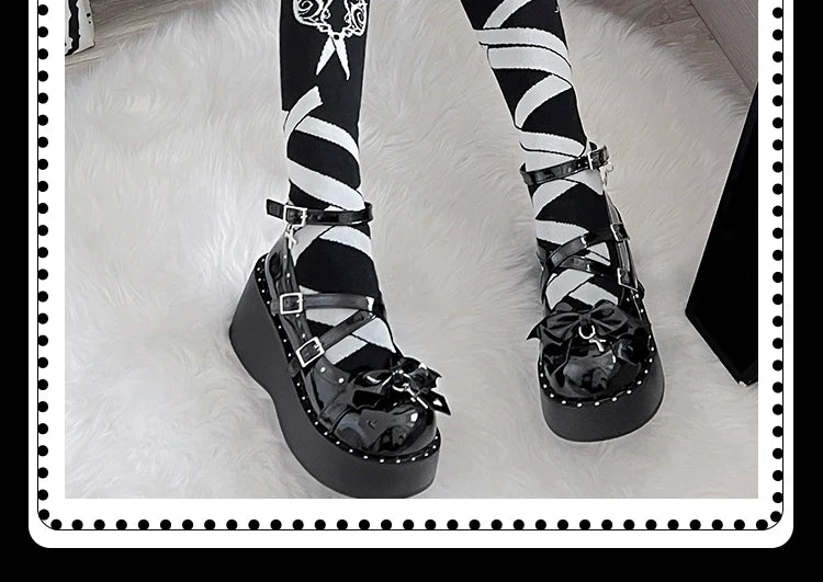 Devil Cross - Punk Lolita Shoes Cross High Platforms Shoes - image 12