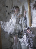 Metallic Angel - Silver-white Punk Lolita JSK, Wing and Rhinestone Details - image 3