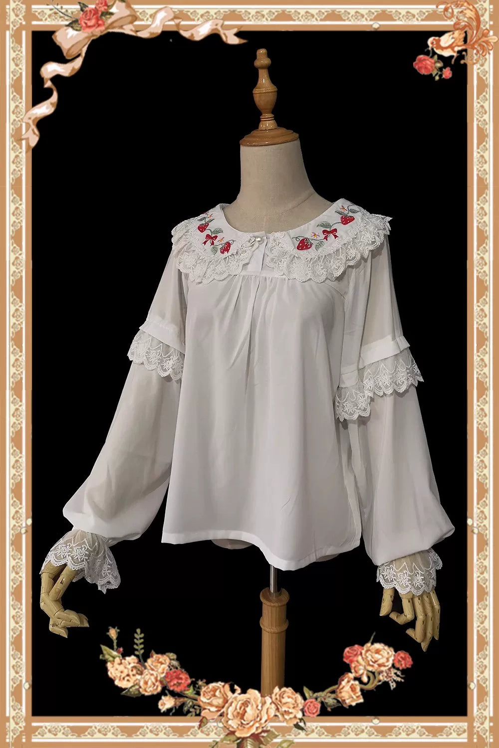 Strawberry Chef - Printed Old School Lolita OP and Accessories - image 19