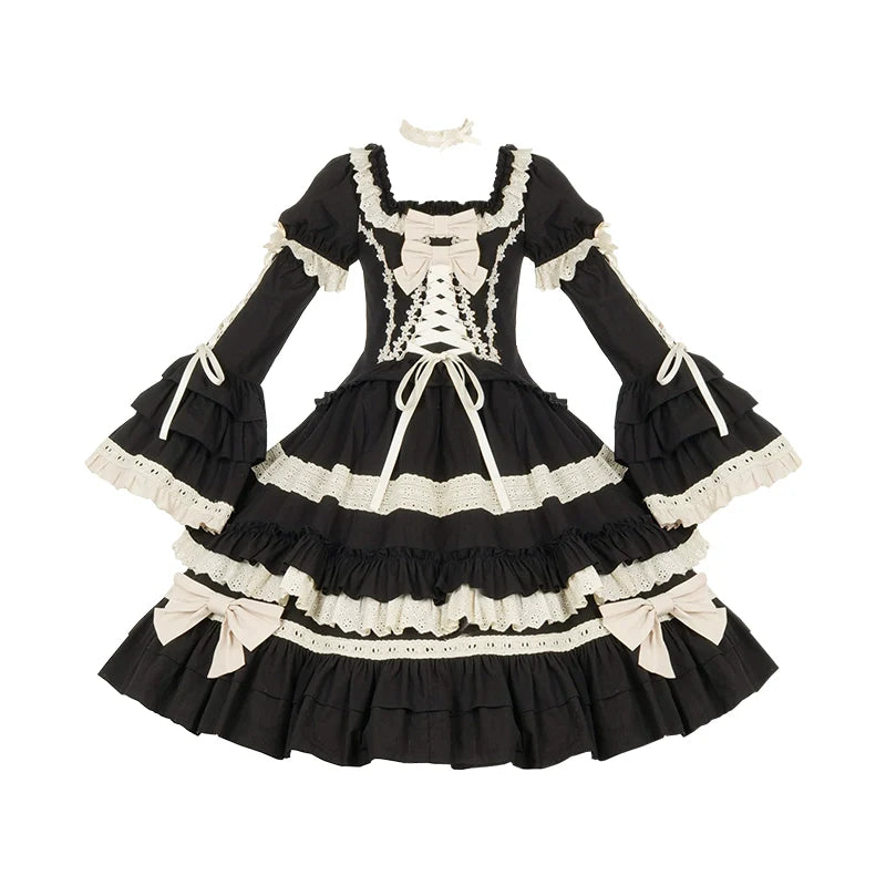 Classic Black Lolita OP Dress, Petticoat and Accessories - image 16