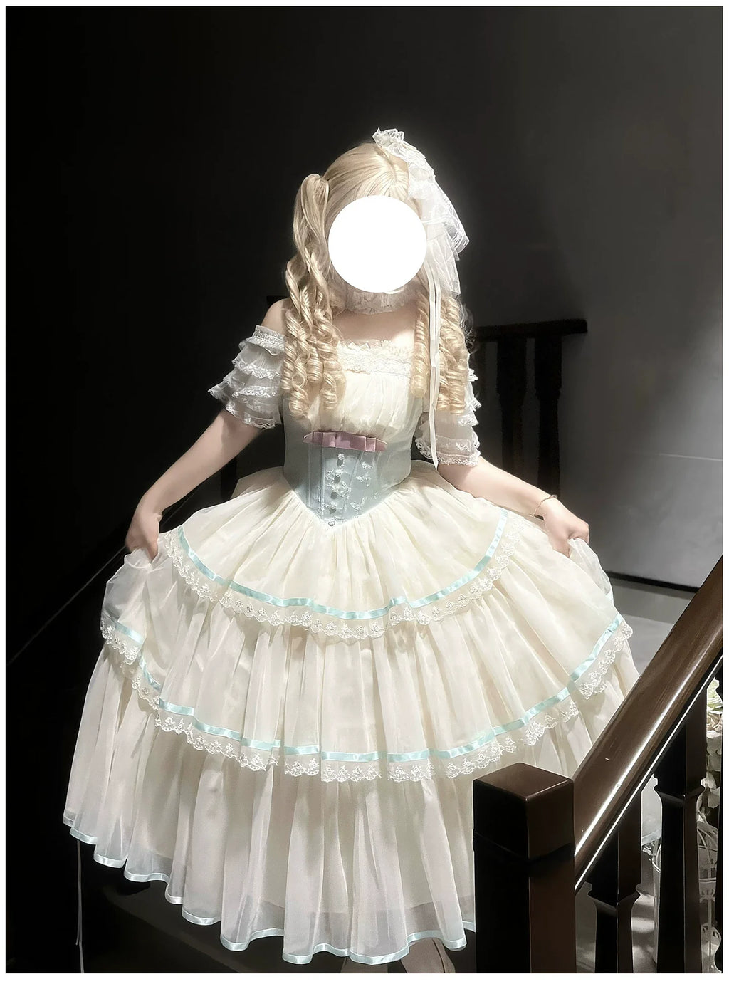 Sea Salt Soda - Classic Lolita Adjustable Corset JSK Dress, Tiered Tulle Hem - image 27