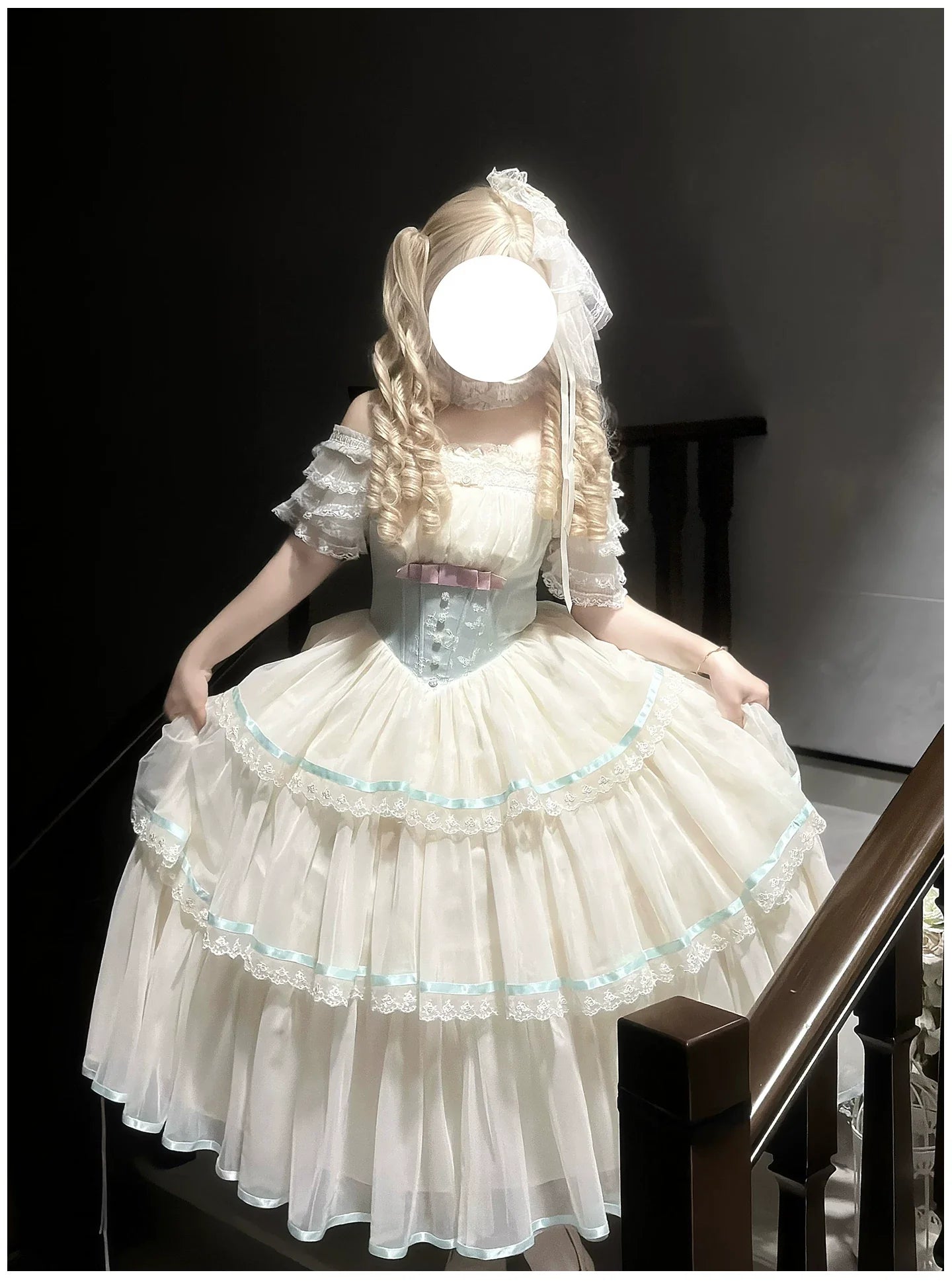 Sea Salt Soda - Classic Lolita Adjustable Corset JSK Dress, Tiered Tulle Hem - image 27