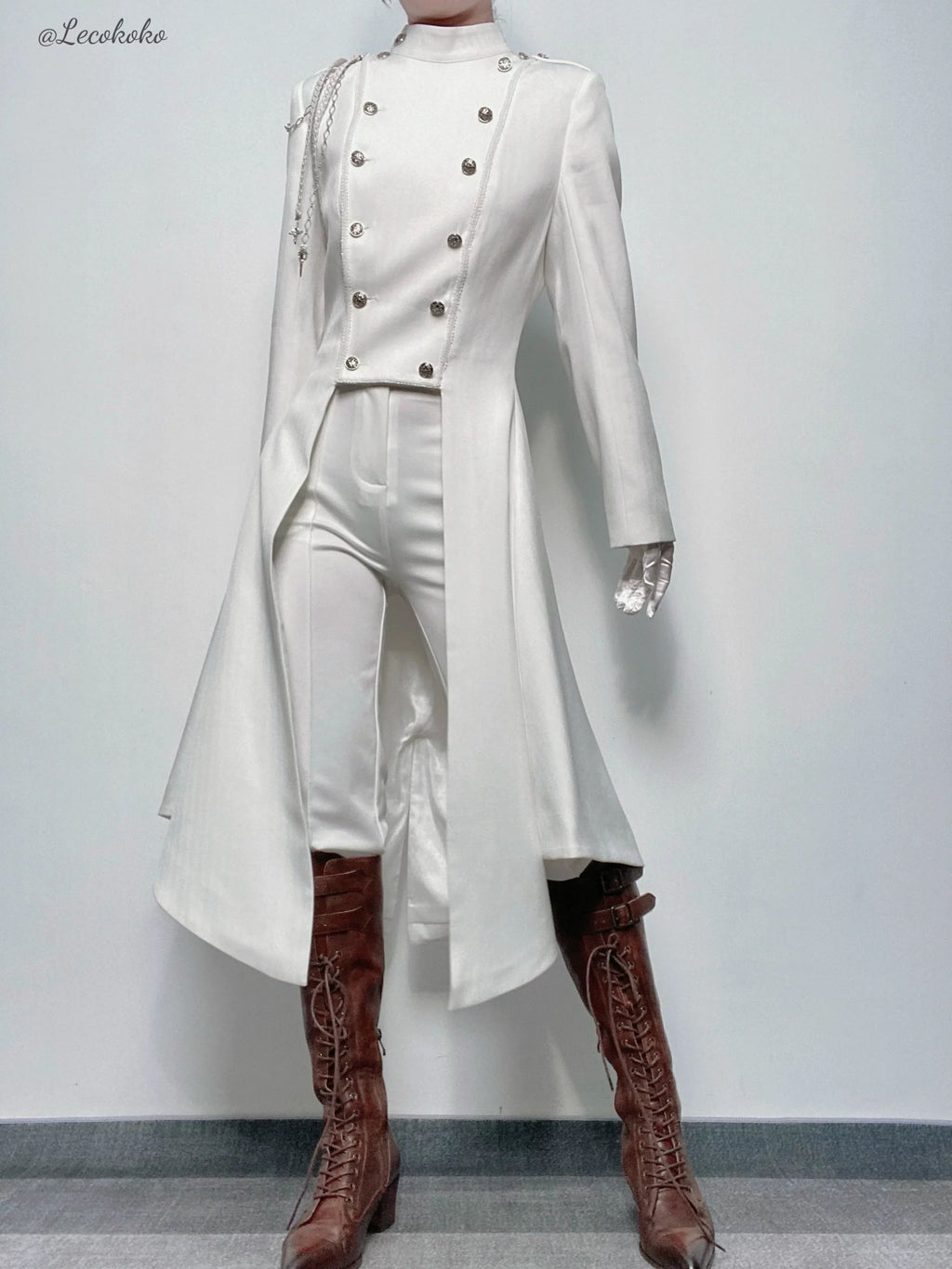 Eternal Moonlit Night - Ouji Lolita Coat, Double-Breasted High-Low Hem - image 18